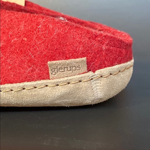 Glerups Natural Felted Wool Slip On Leather Sole Slippers Red Size 42 US W11 M9 - Picture 4 of 11